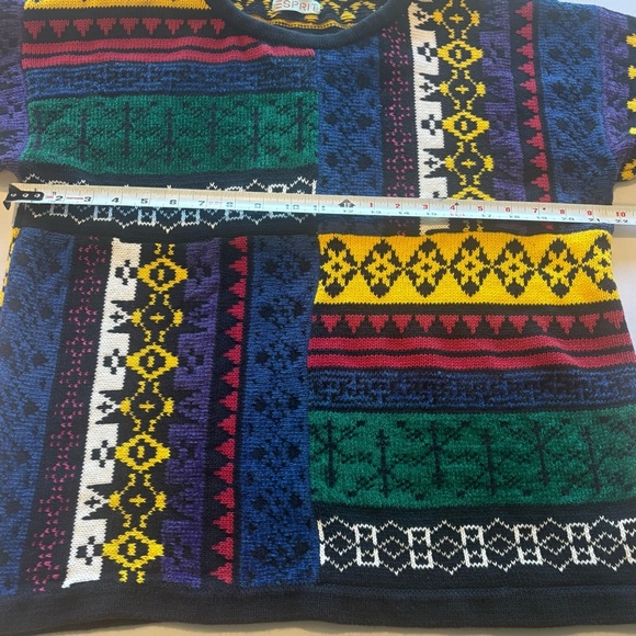 VINTAGE ESPRIT Color-block Bright Pattern Oversized Sweater 80s 90s Large - Picture 3 of 10